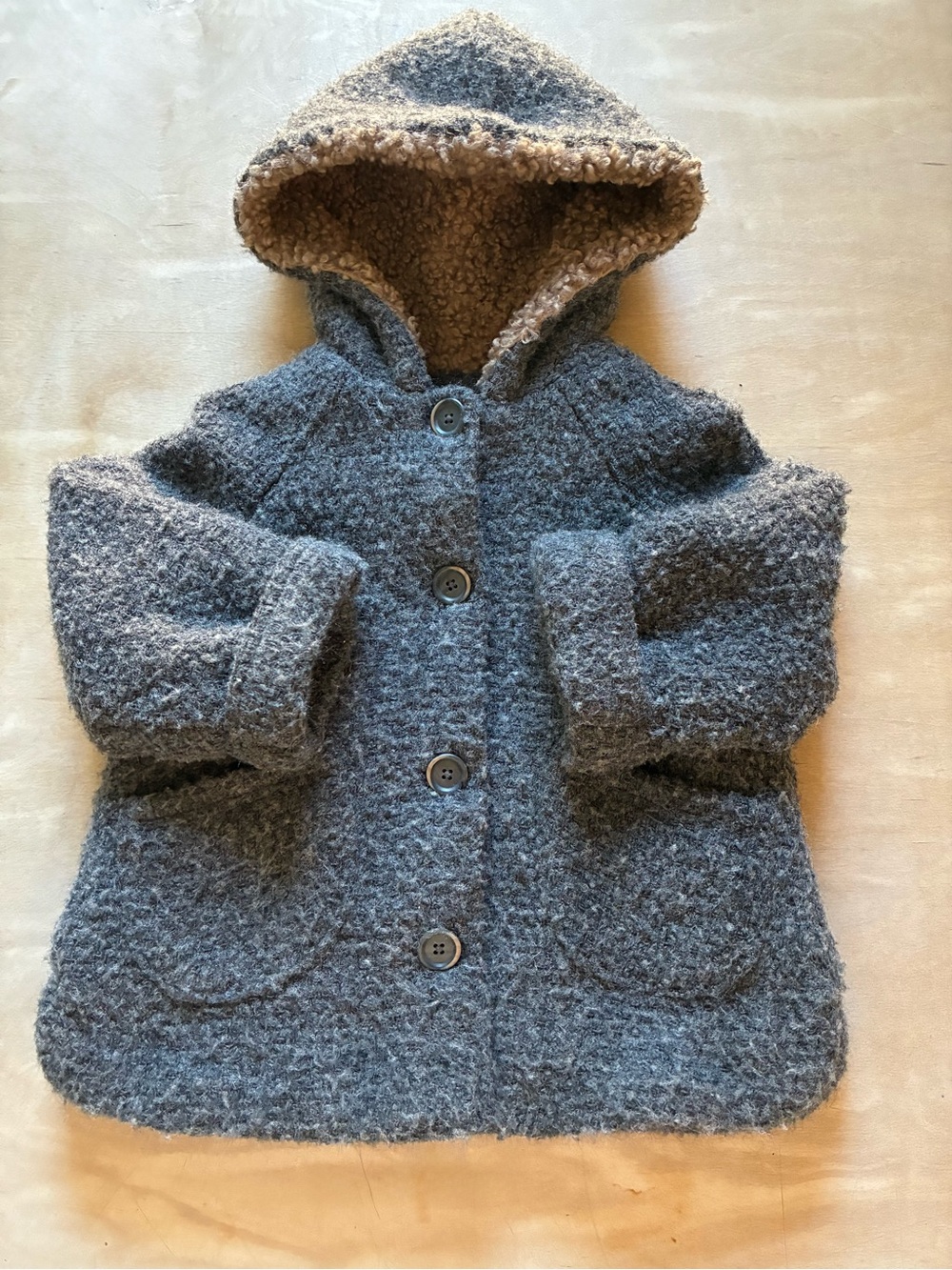 Zara Toddler Hooded Pea Coat in Heather Gray - 18-24 months